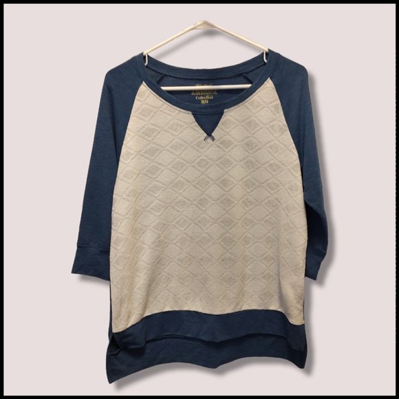 Nine West Vintage America blue & white pullover top 3/4 sleeves size XS VGUC - Picture 1 of 6